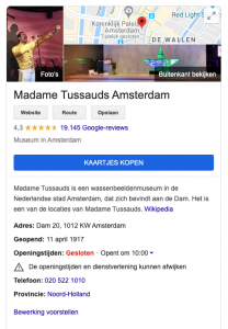 Voorbeeld van een knowledge panel.