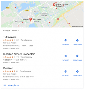 Local map pack voorbeeld.