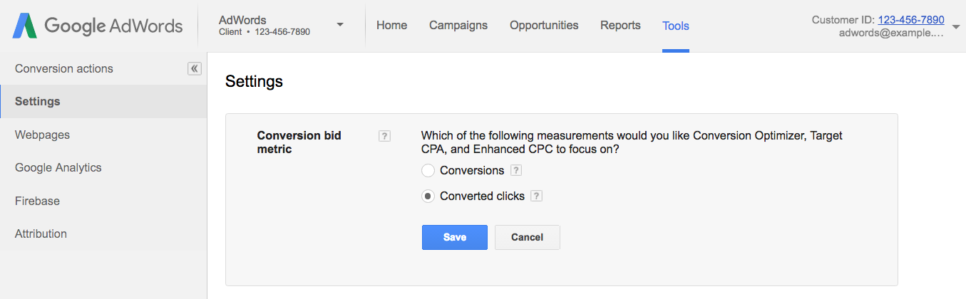 geconverteerde klikken vs conversies in adwords
